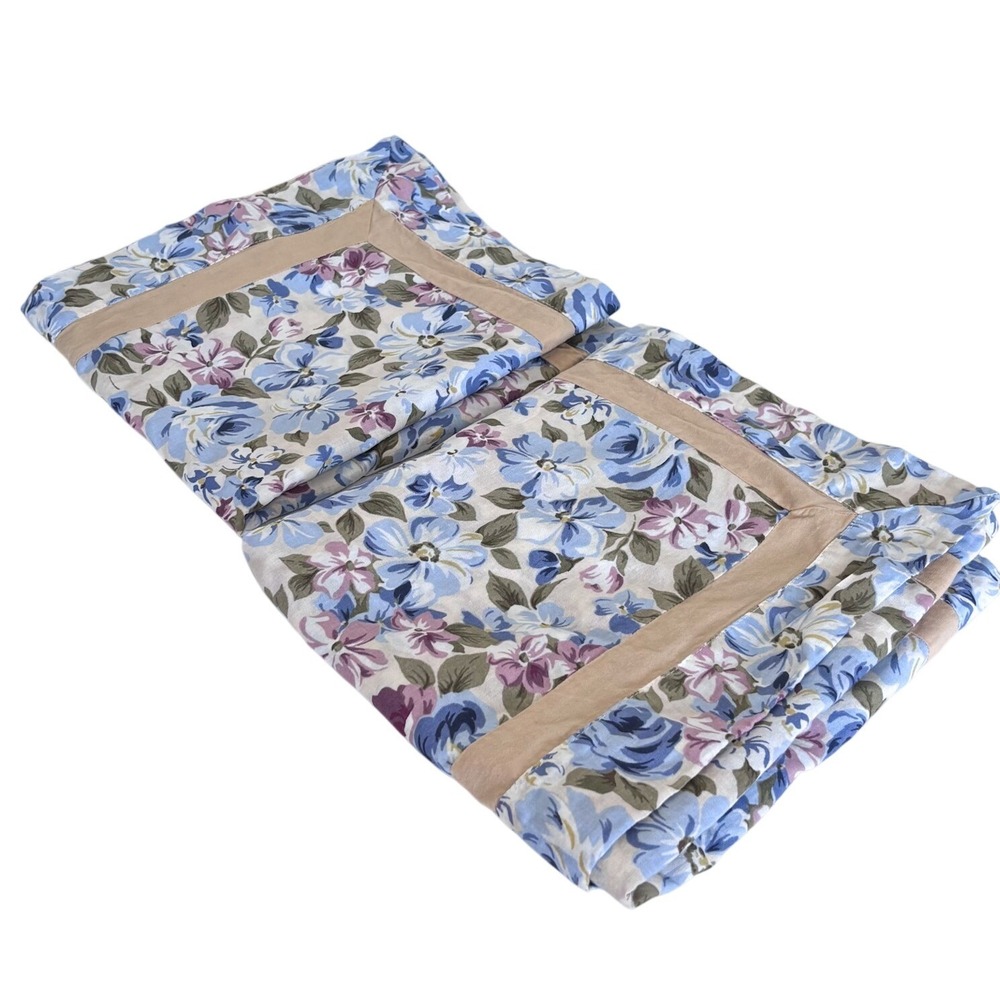 Laura Ashley‎ Floral King Pillow Sham Blue Purple Cottage Shabby Country Cotton